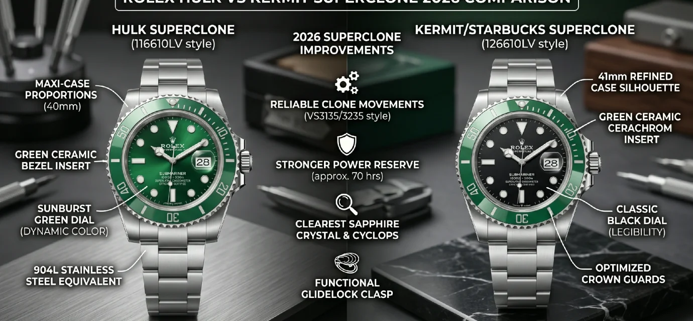 Rolex Hulk vs Kermit Superclone 2026