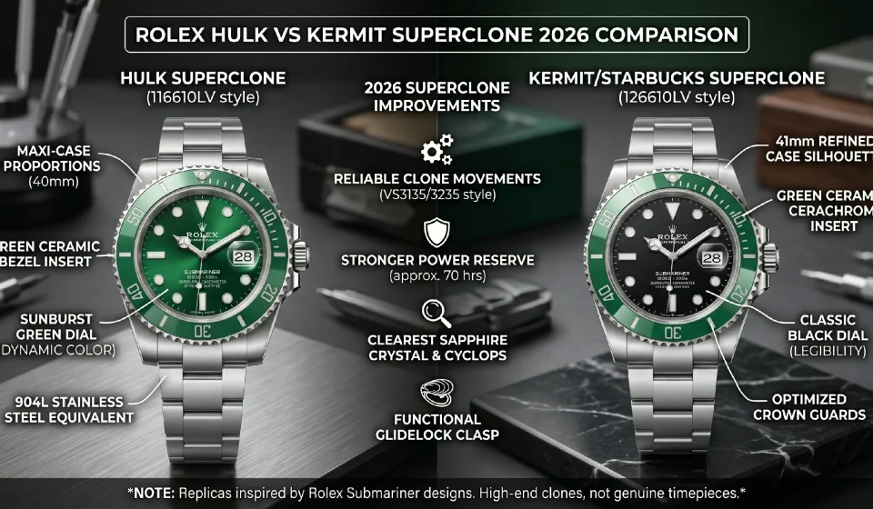 Rolex Hulk vs Kermit Superclone 2026